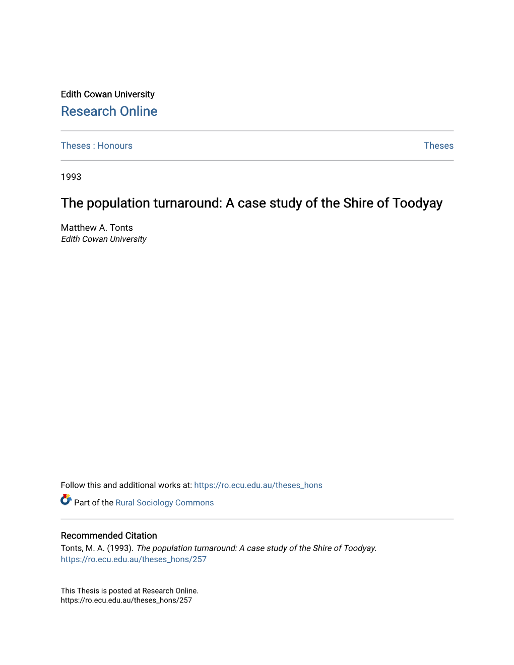 A Case Study of the Shire of Toodyay