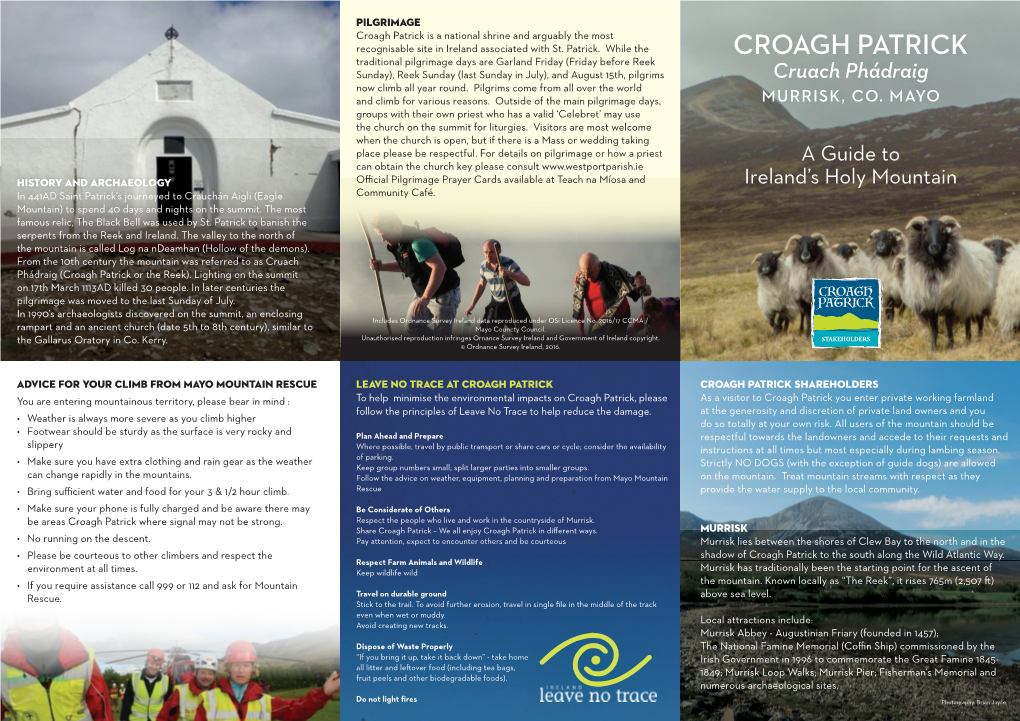 Croagh Patrick Is a National Shrine and Arguably the Most Recognisable Site in Ireland Associated with St