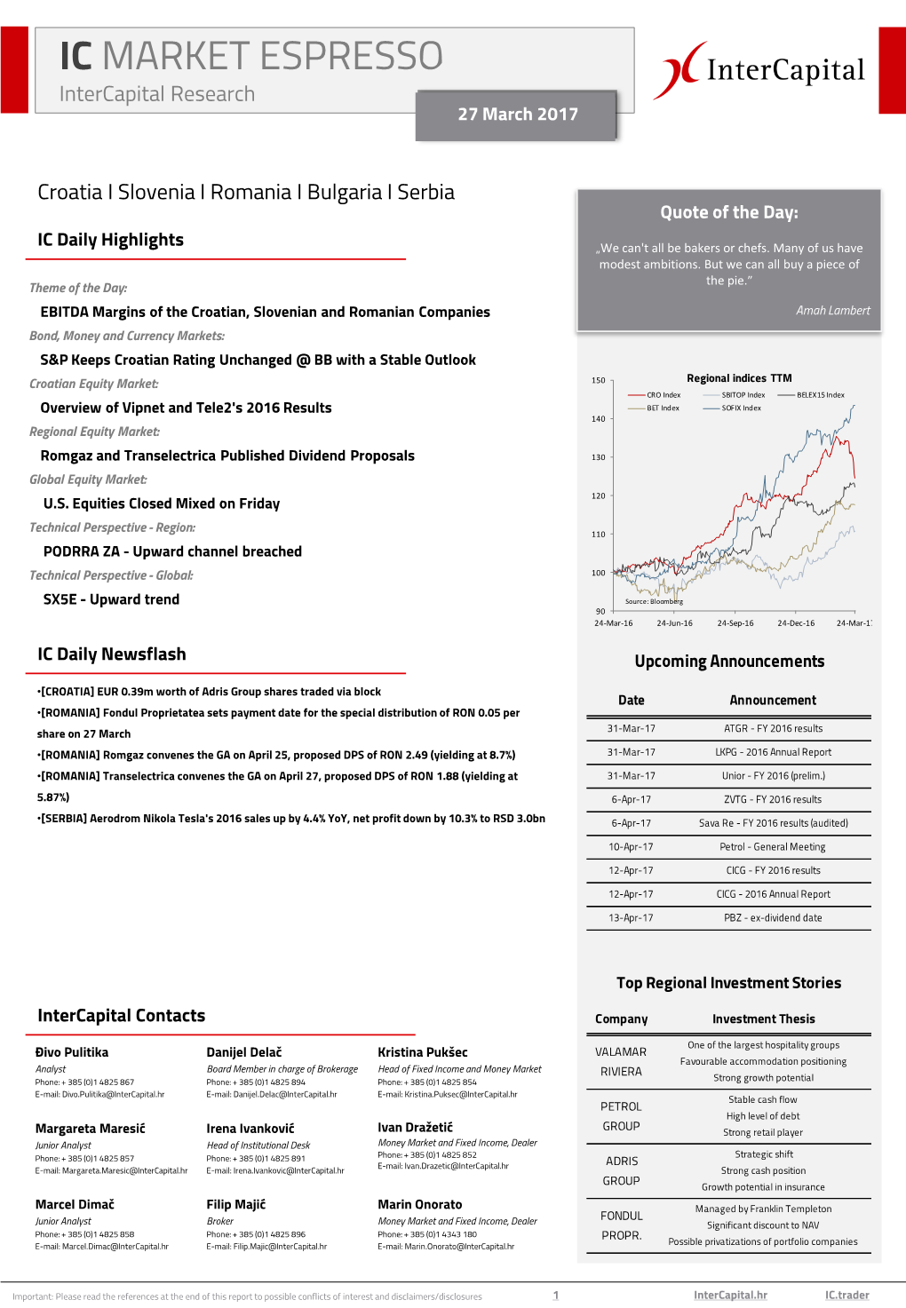 IC MARKET ESPRESSO Intercapital Research 27 March 2017