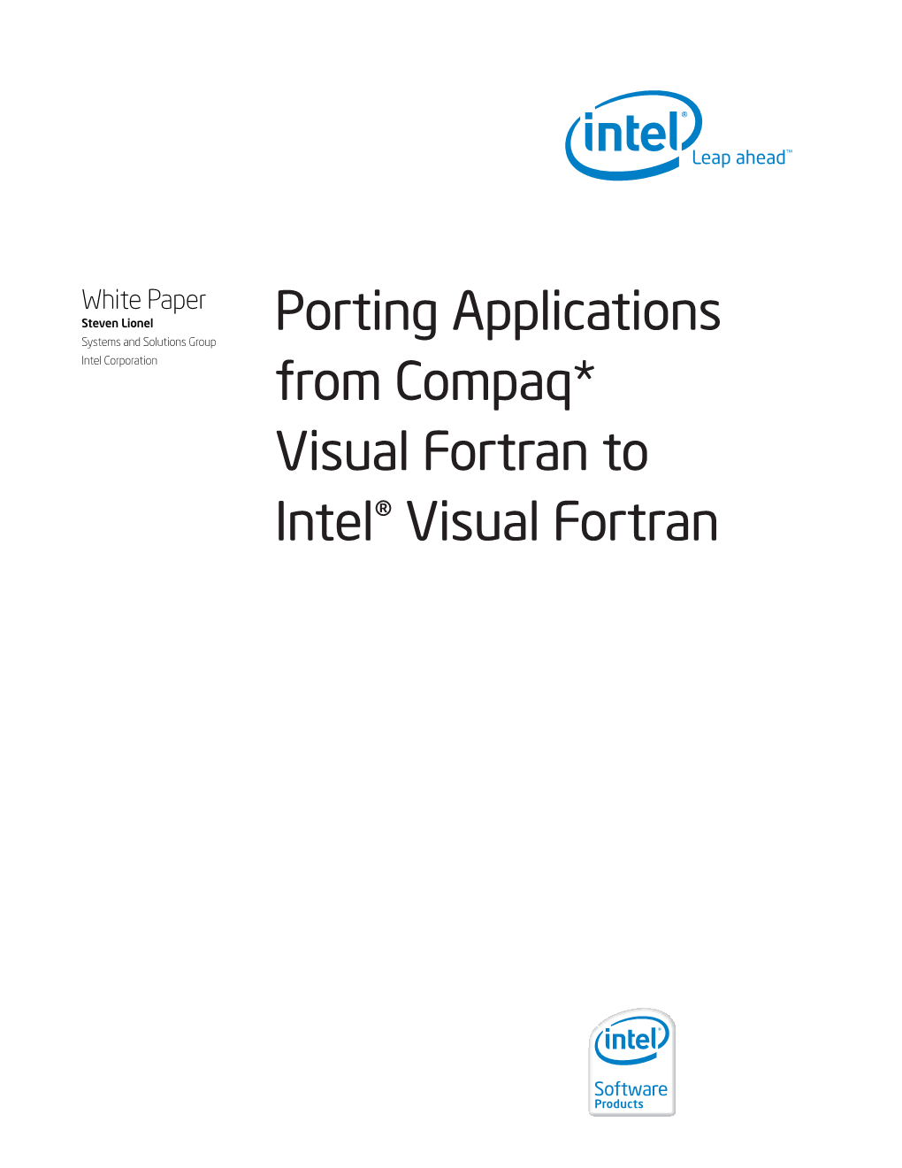 Porting Applications from Compaq* Visual Fortran to Intel® Visual Fortran