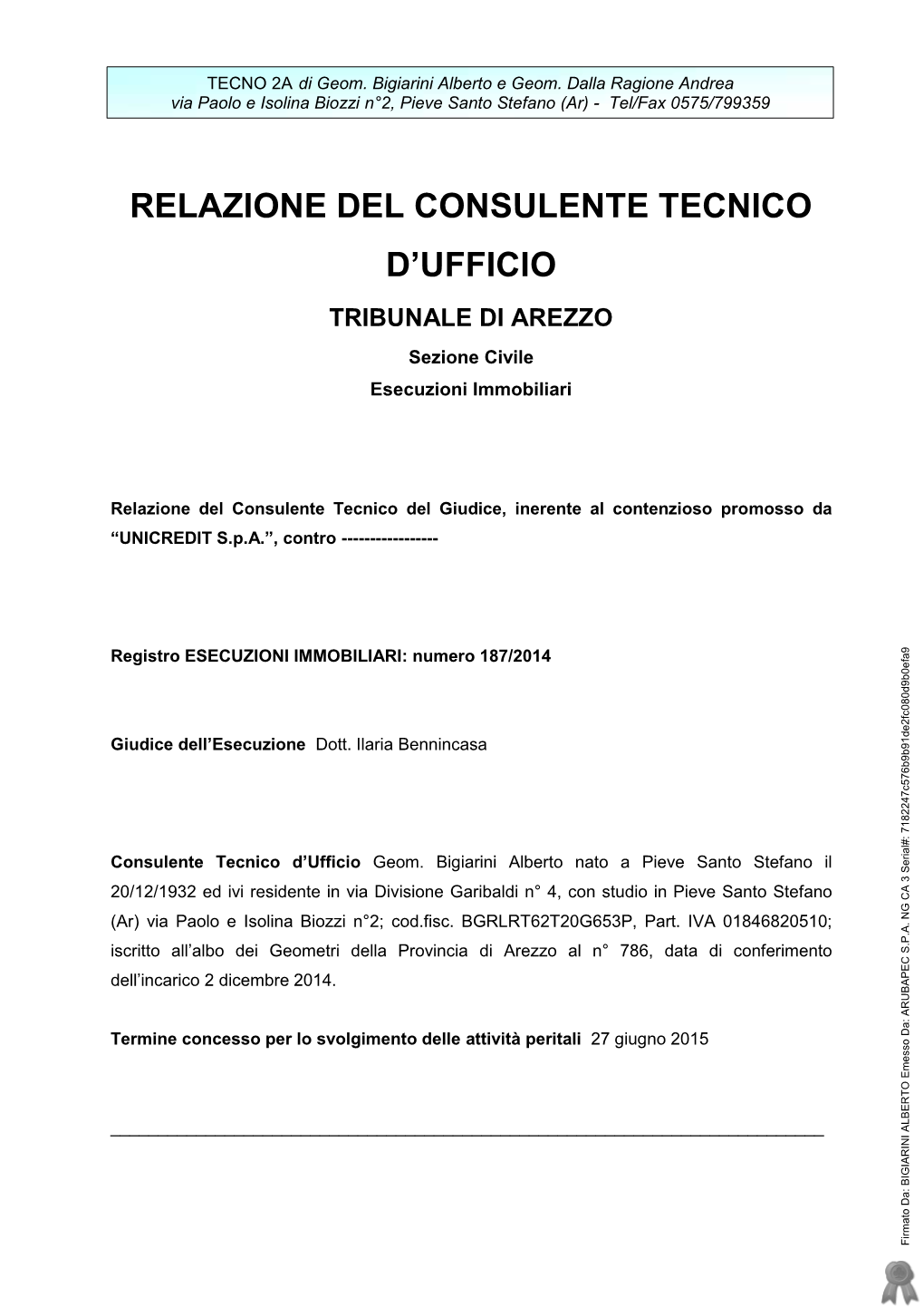 Relazione Del Consulente Tecnico D'ufficio