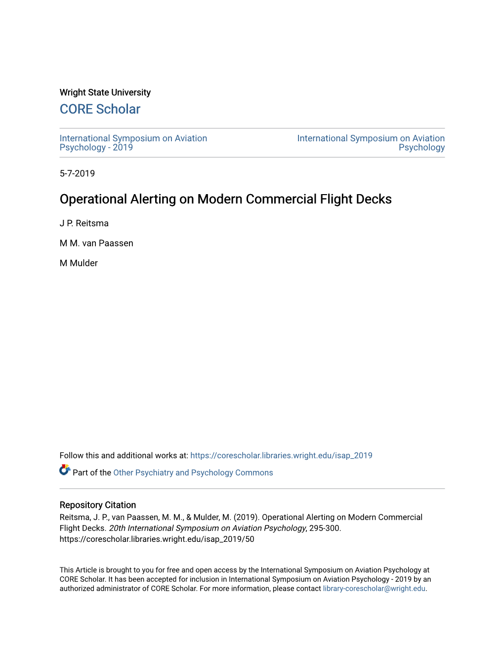 Operational Alerting on Modern Commercial Flight Decks