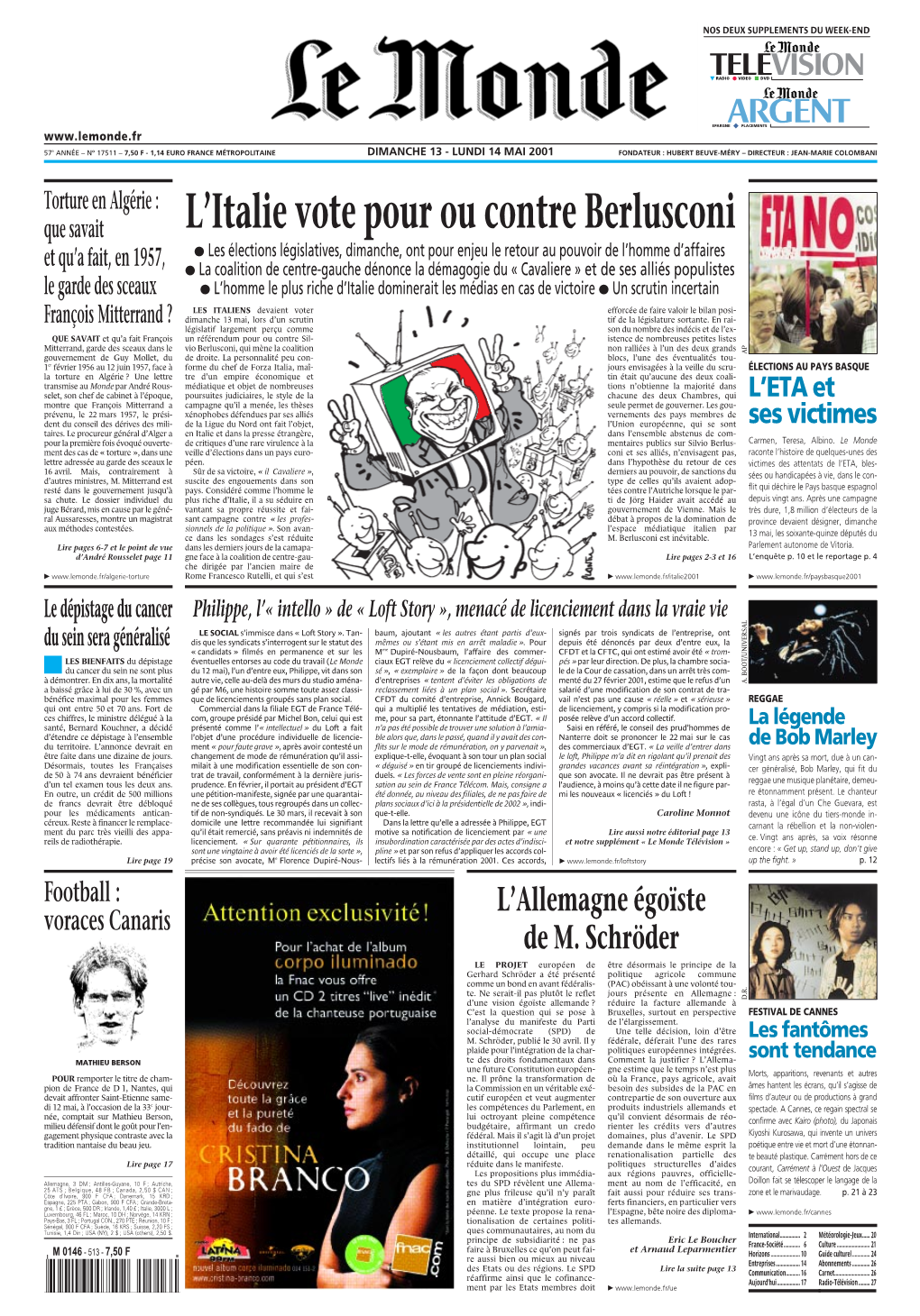 LE MONDE/PAGES&lt;UNE&gt;