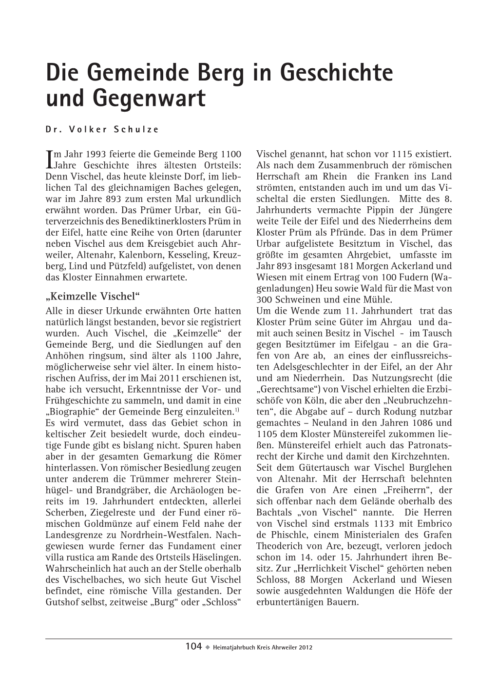 Die Gemeinde Berg in Geschichte Und Gegenwart