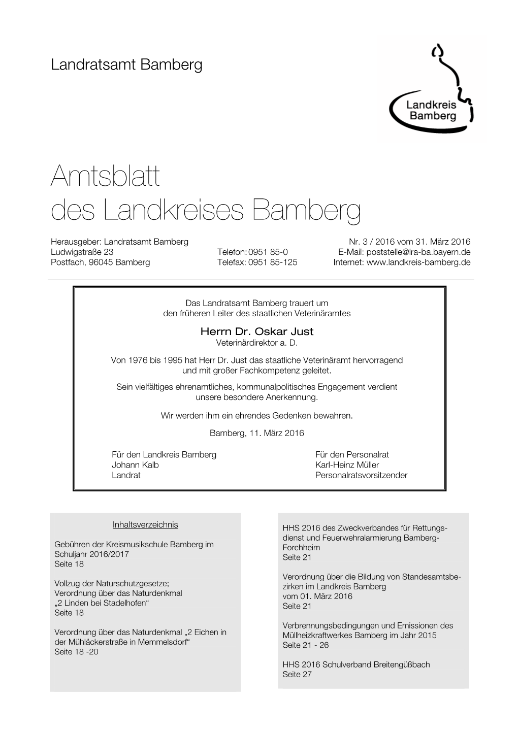 Amtsblatt Des Landkreises Bamberg