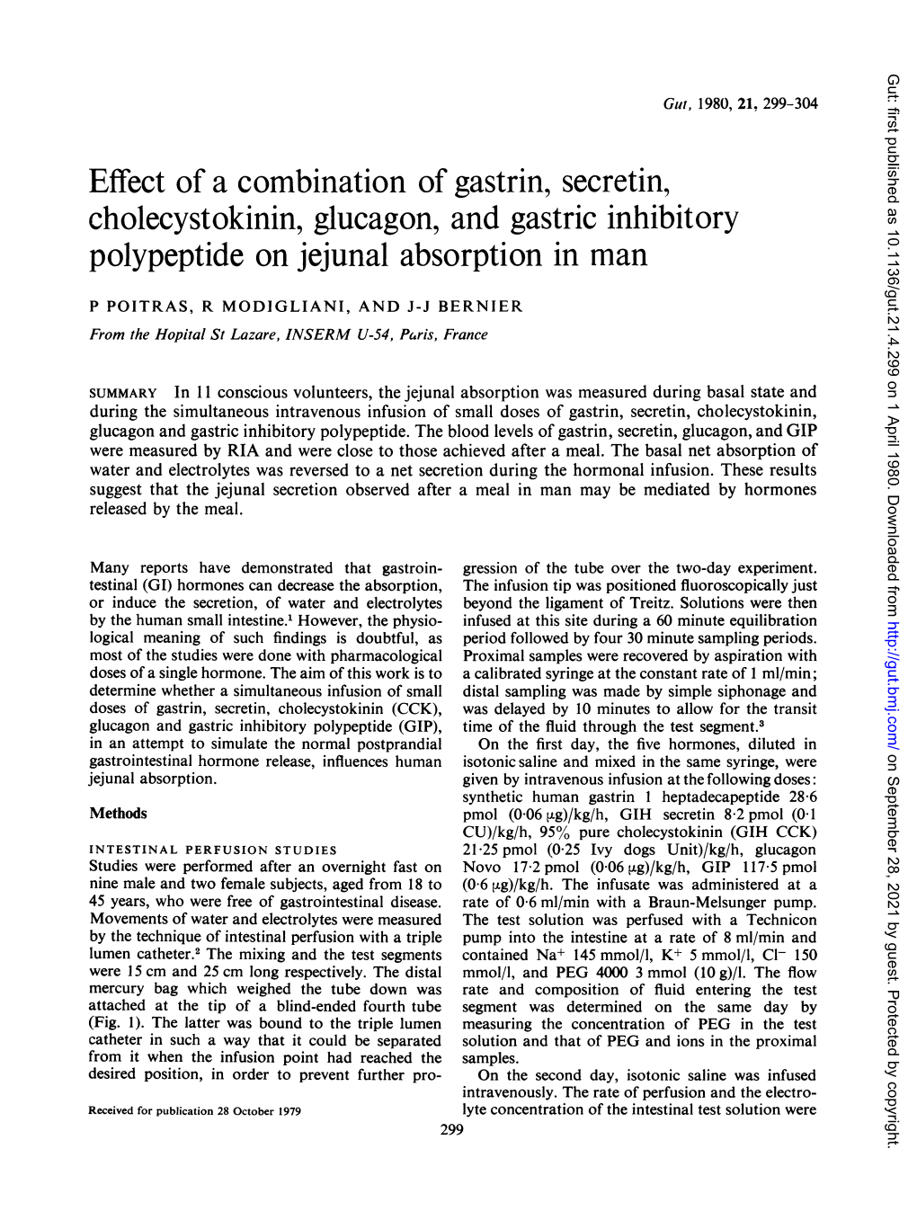 Effect of a Combination of Gastrin, Secretin, Cholecystokinin, Glucagon, and Gastric Inhibitory Polypeptide on Jejunal Absorption in Man