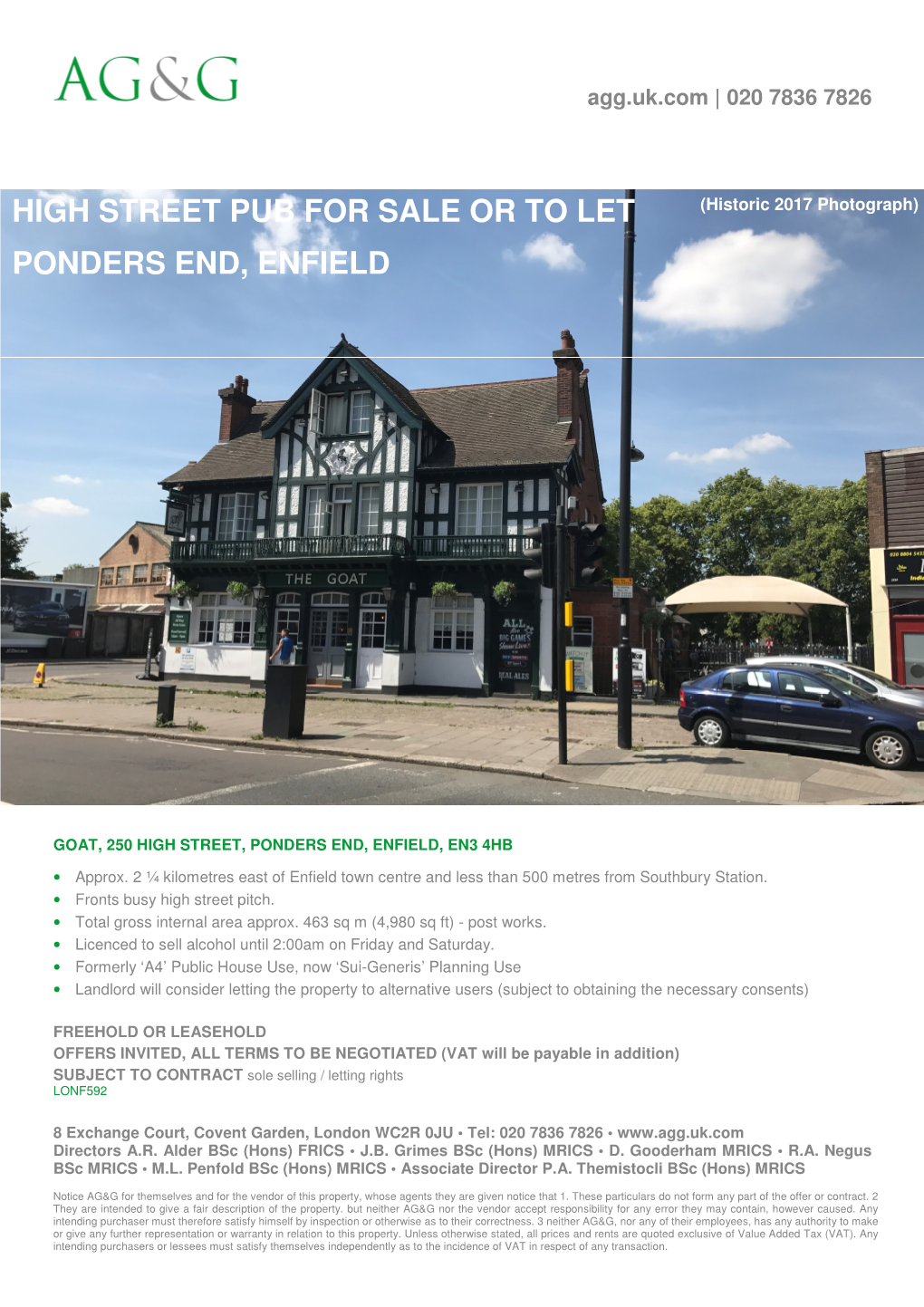 High Street Pub for Sale Or to Let Ponders End, Enfield