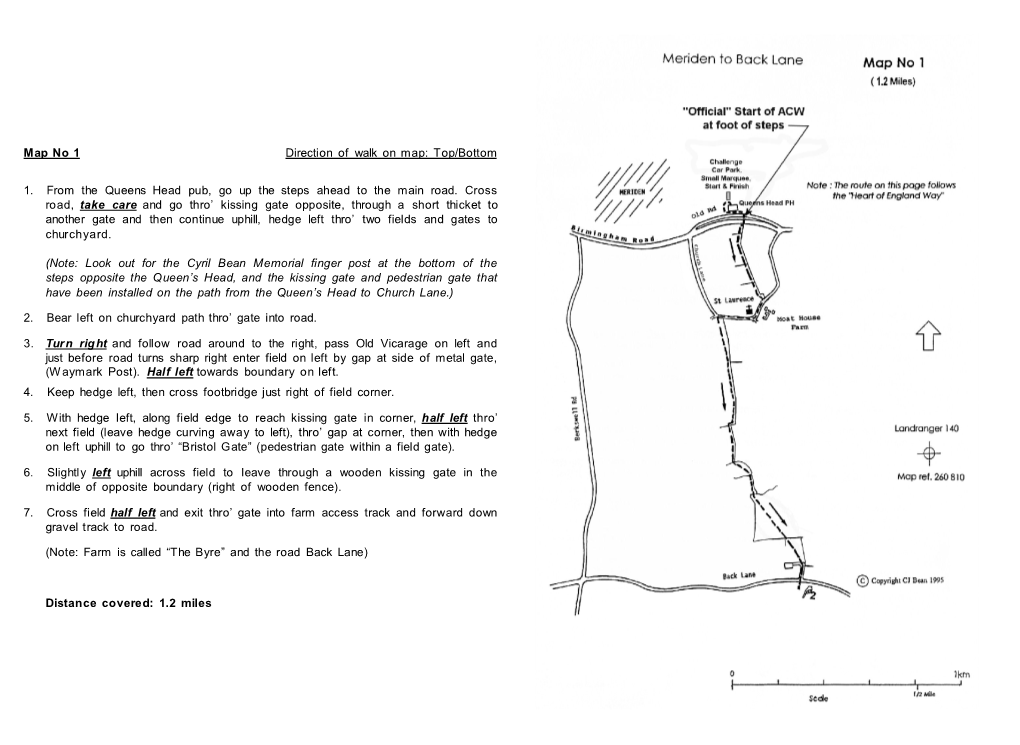 Map No 1 Direction of Walk on Map: Top/Bottom 1