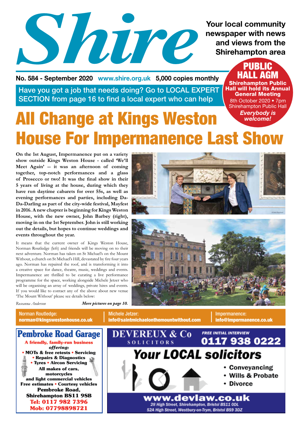 Change at Kings Weston House for Impermanence