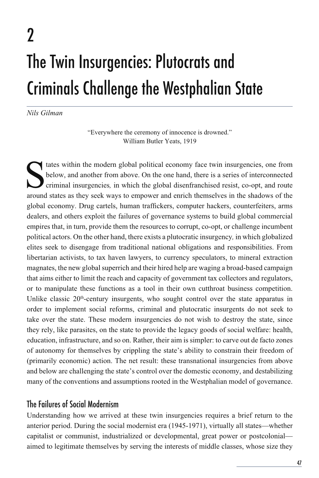 2 the Twin Insurgencies: Plutocrats and Criminals Challenge the Westphalian State