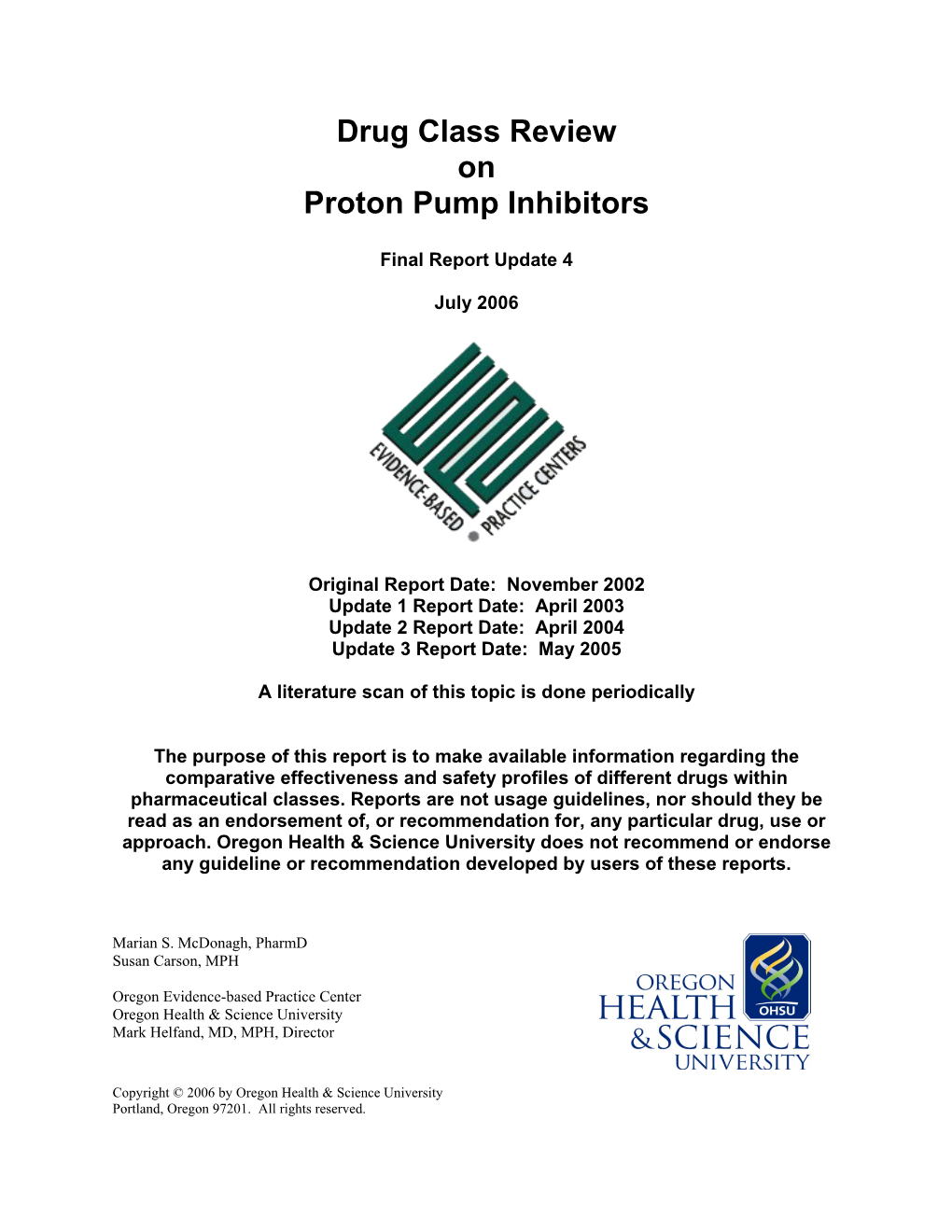 Drug Class Review on Proton Pump Inhibitors