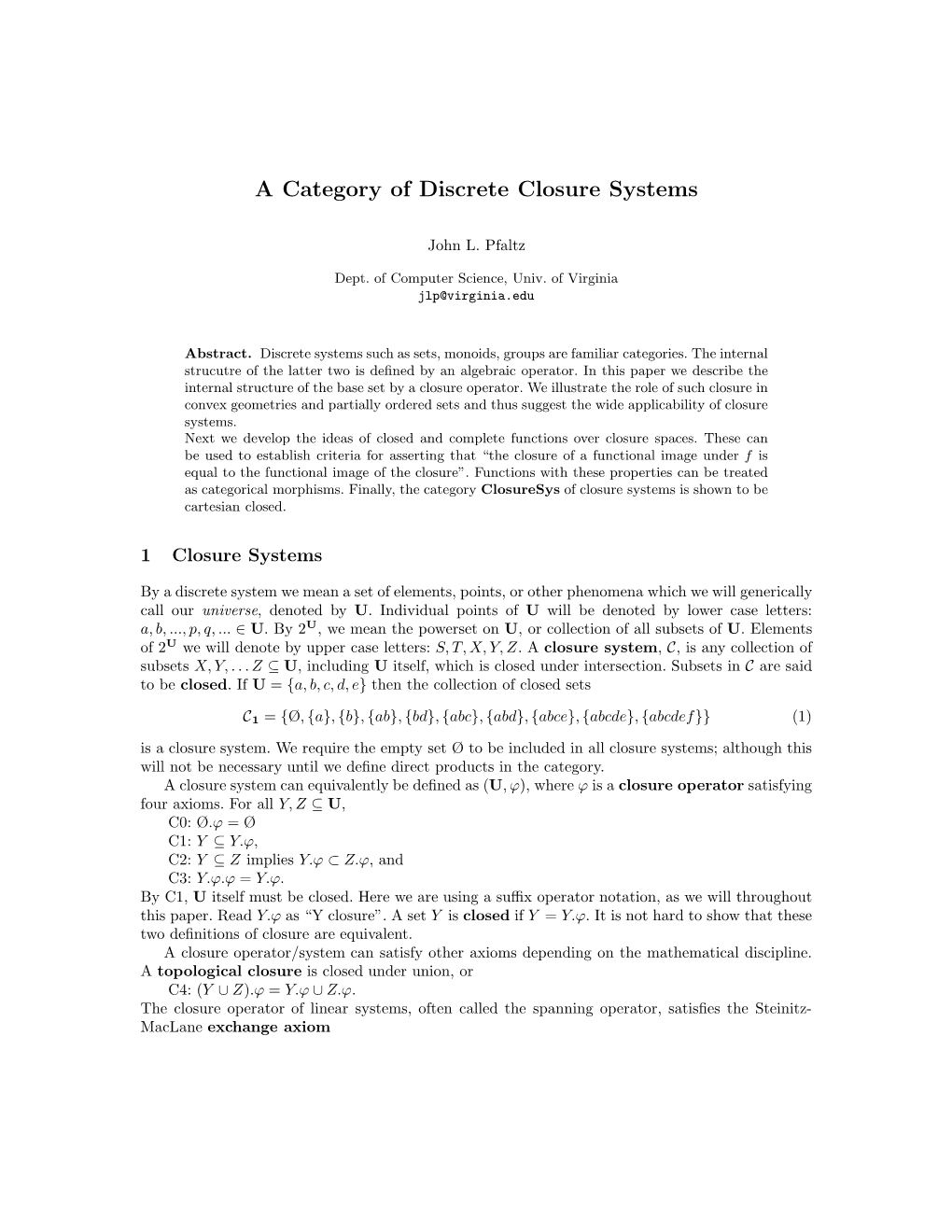 A Category of Discrete Closure Systems