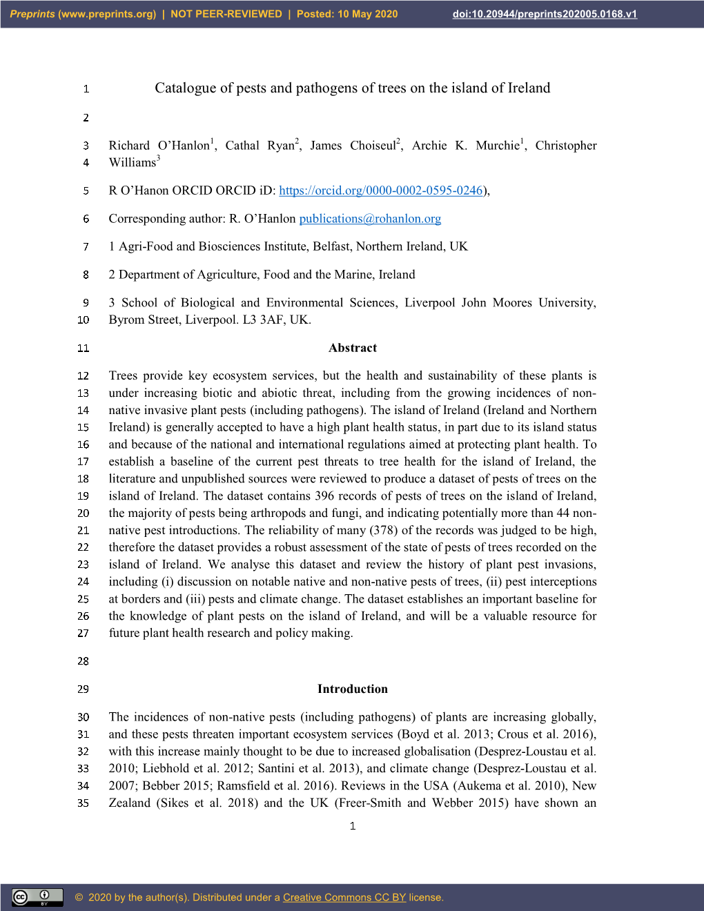 Catalogue of Pests and Pathogens of Trees on the Island of Ireland