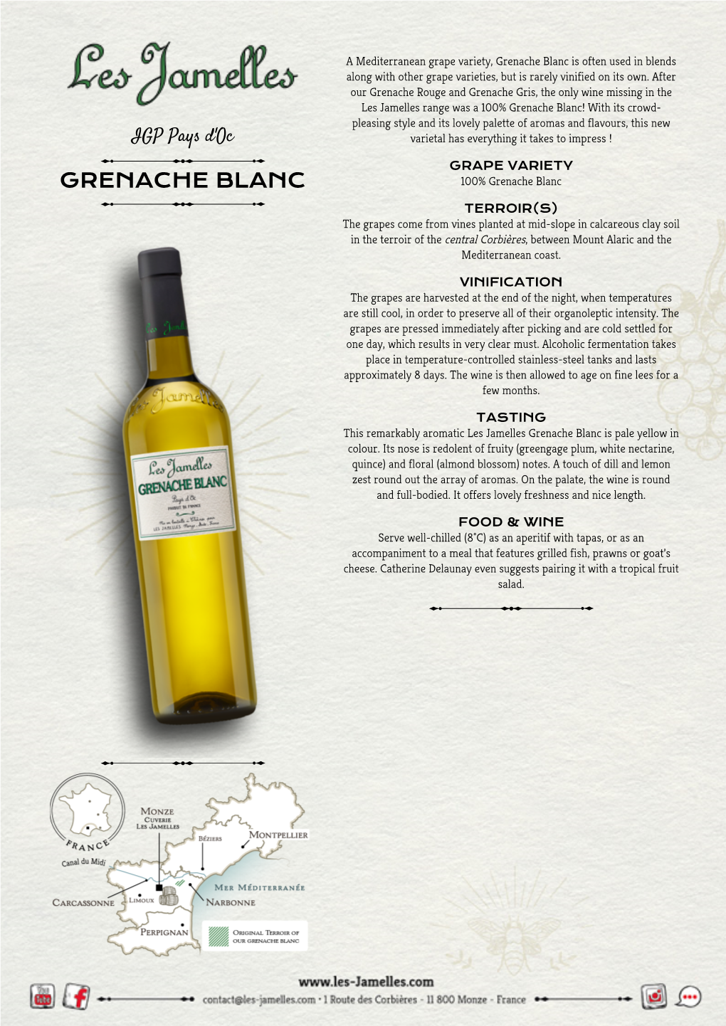 Grenache Blanc Is Often Used in Blends Along with Other Grape Varieties, but Is Rarely Vinified on Its Own