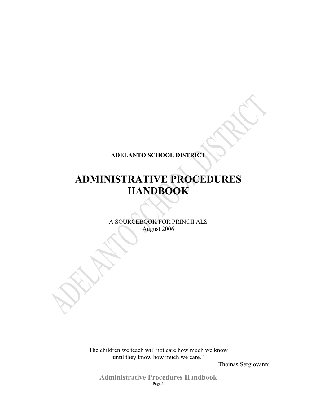 Administrative Procedures Handbook