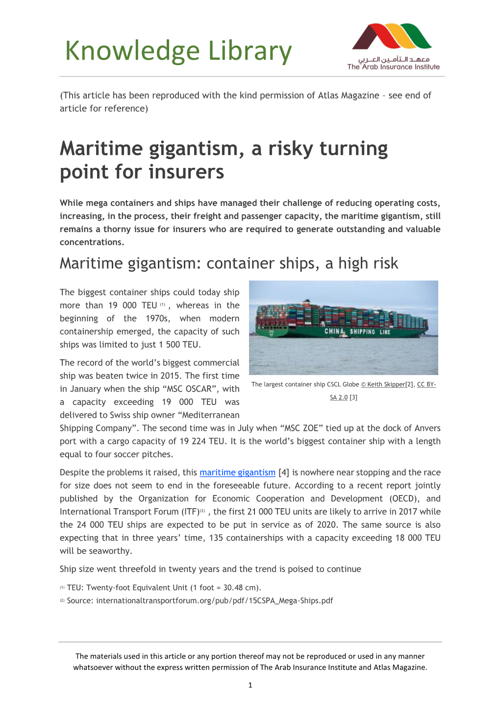 Maritime Gigantism, a Risky Turning Point for Insurers