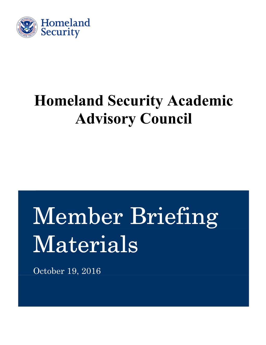Homeland Security Academic Advisory Council