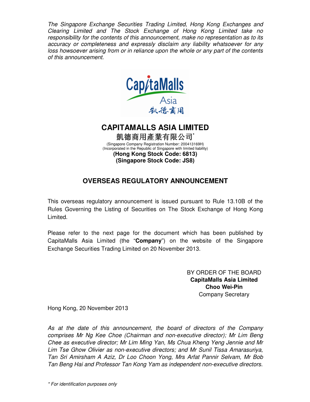 Capitamalls Asia Limited 凱德商用產業有限公司