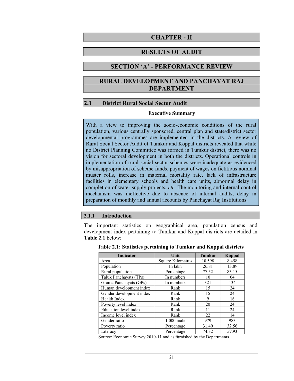 Ii Results of Audit Section