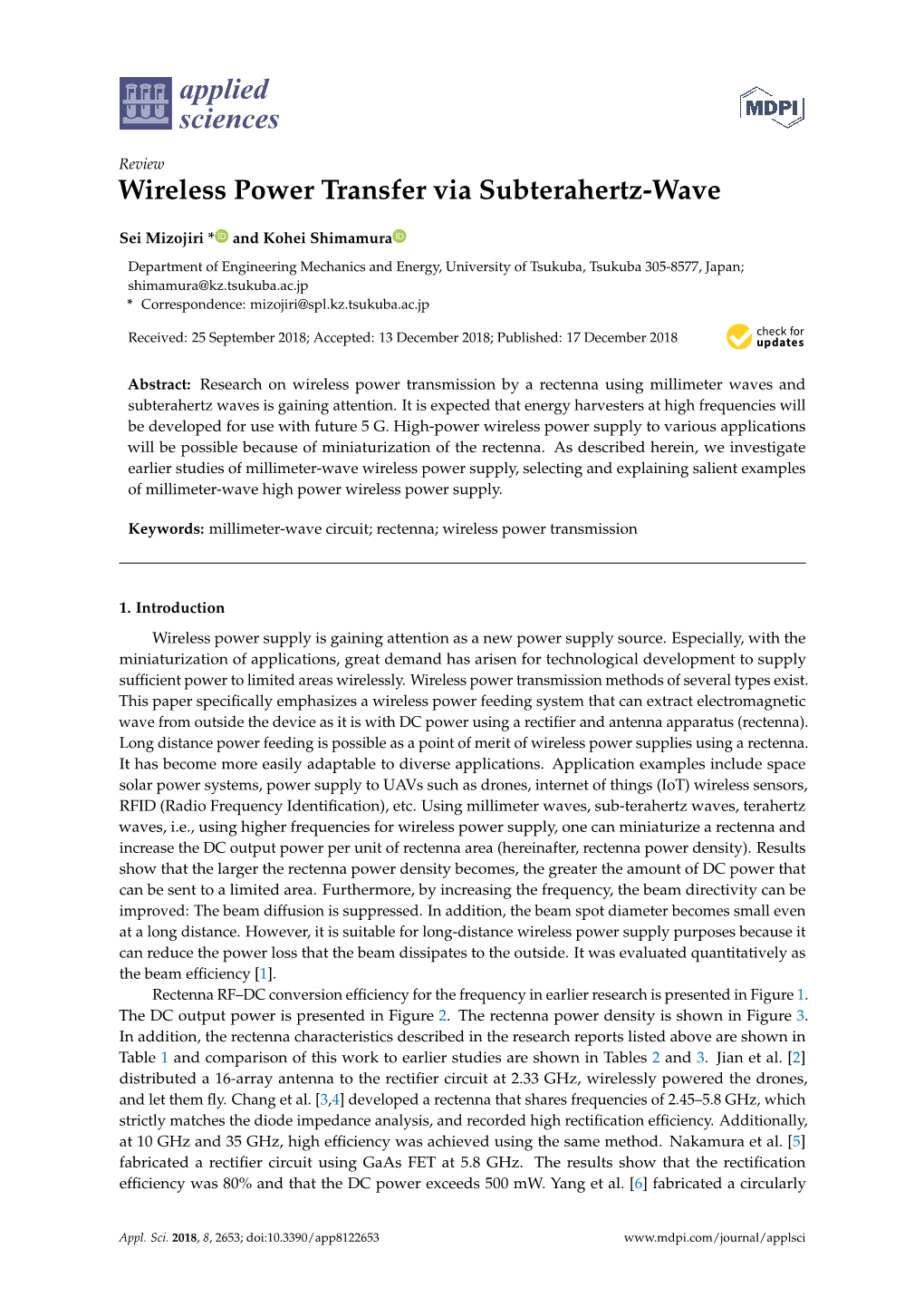 Wireless Power Transfer Via Subterahertz-Wave