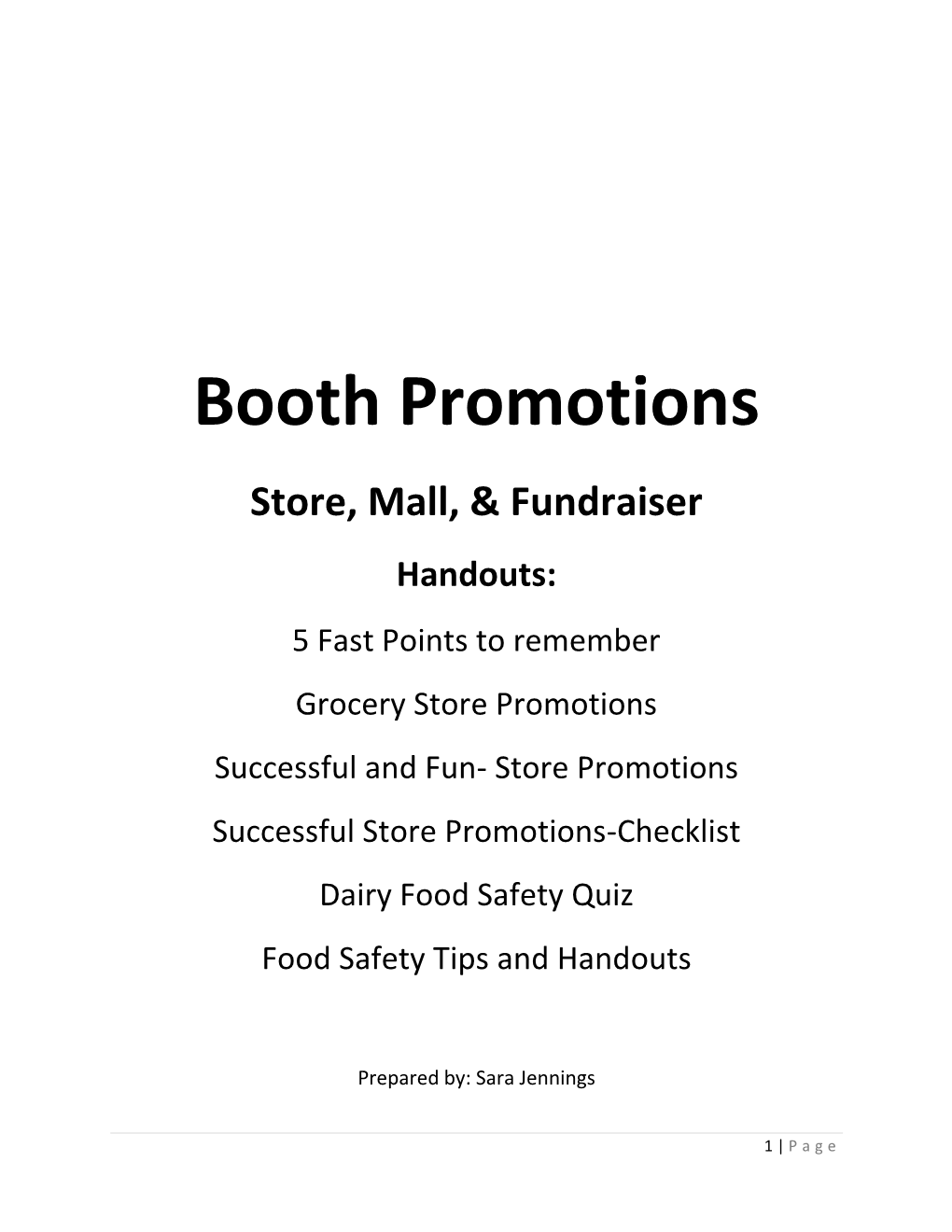 2017 Booth Promotions with Handouts