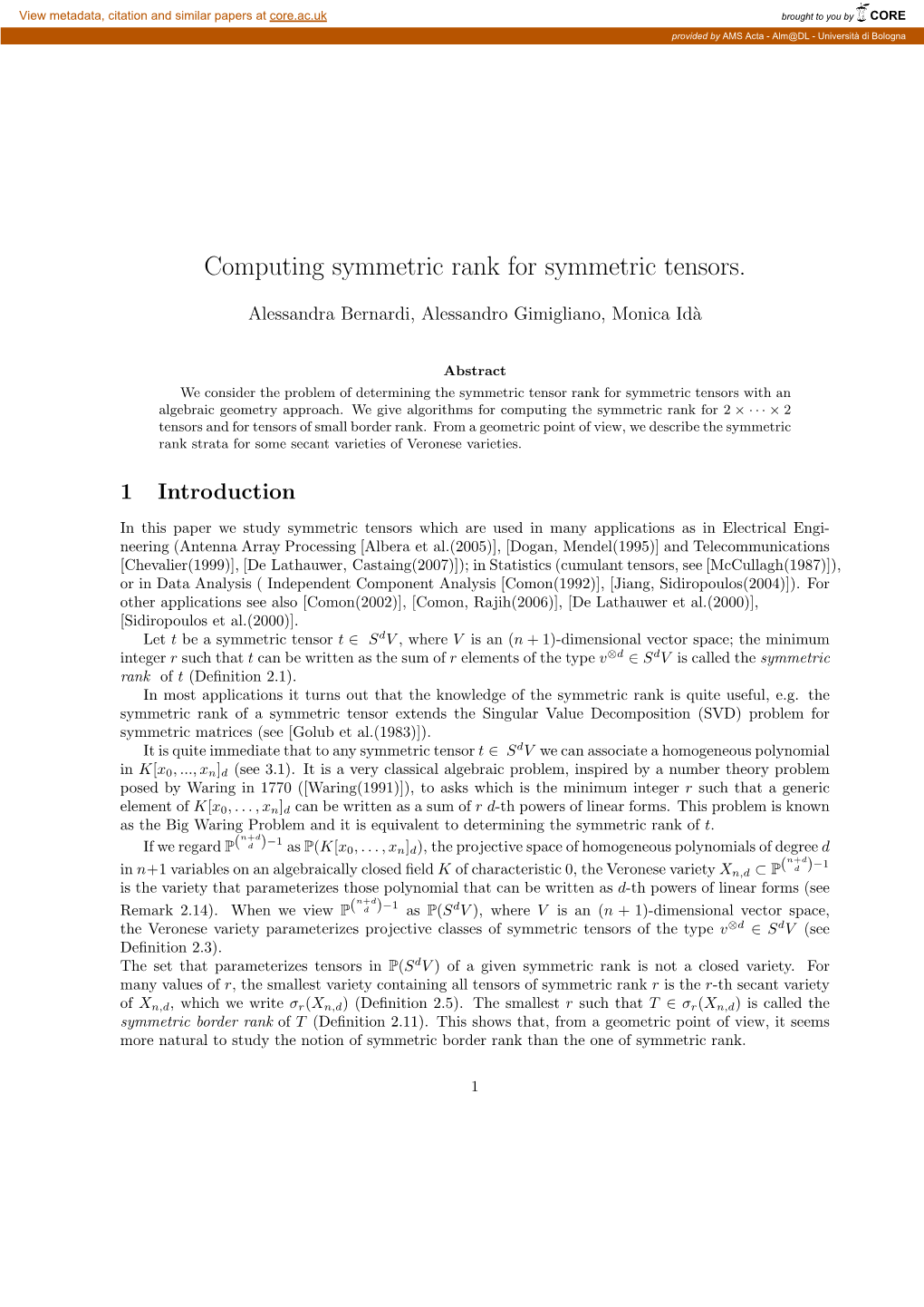 Computing Symmetric Rank for Symmetric Tensors