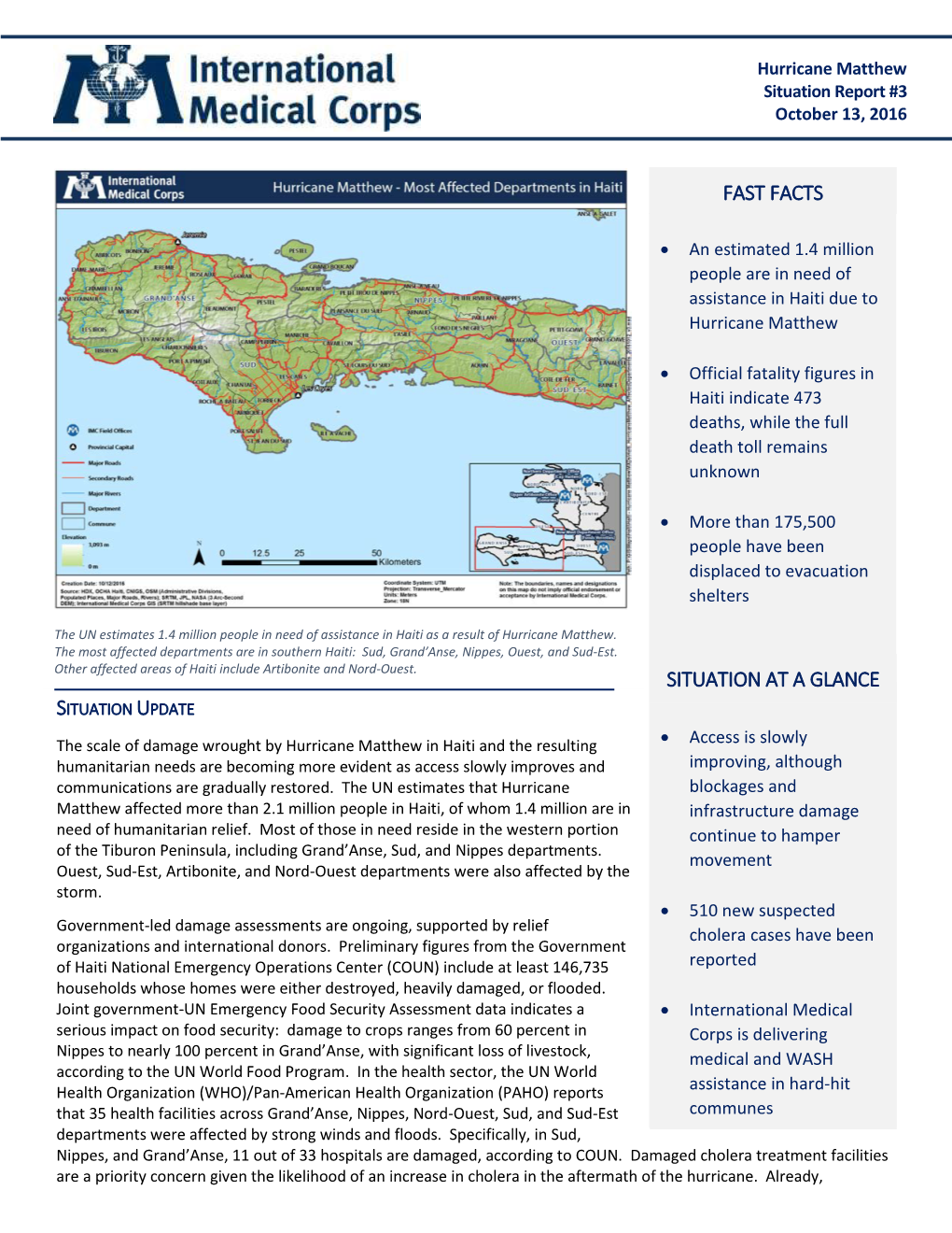Hurricane Matthew External Situation Report 3