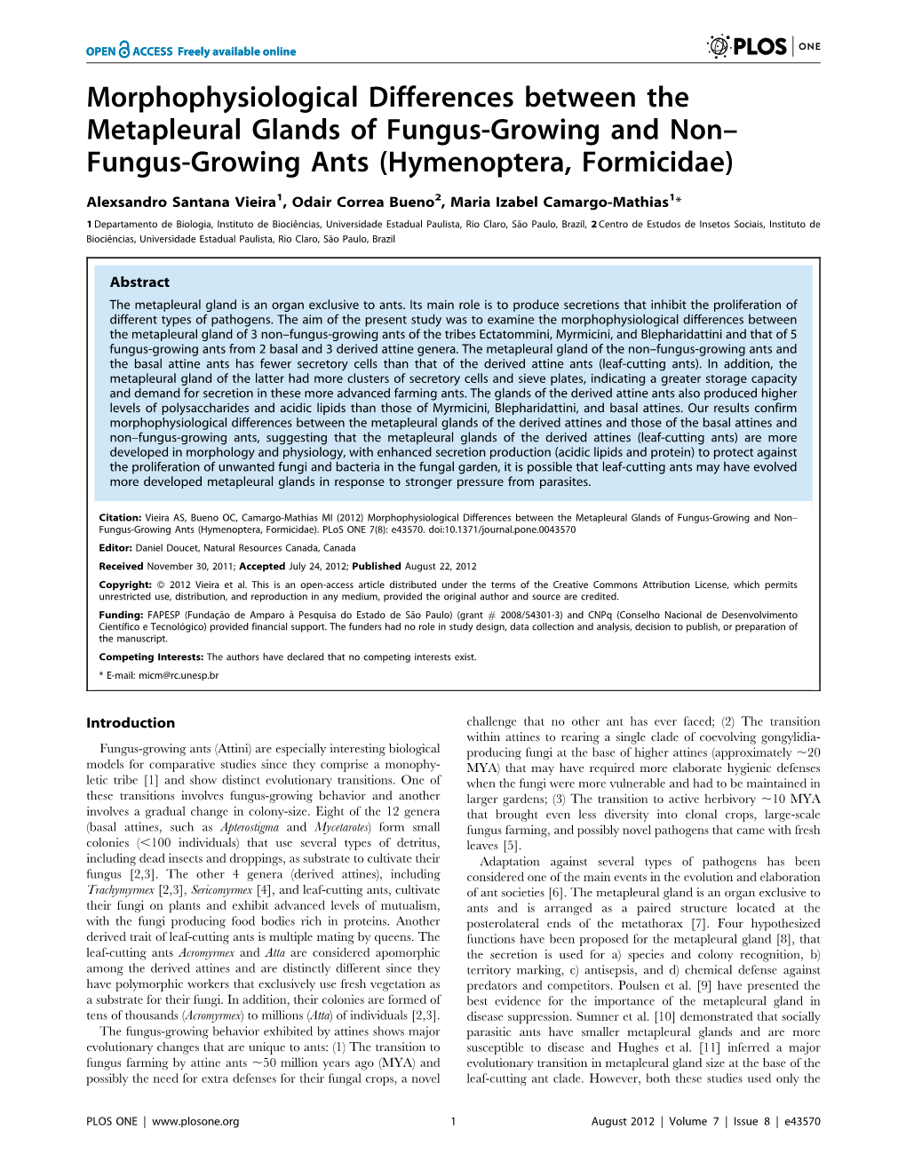 Fungus-Growing Ants (Hymenoptera, Formicidae)