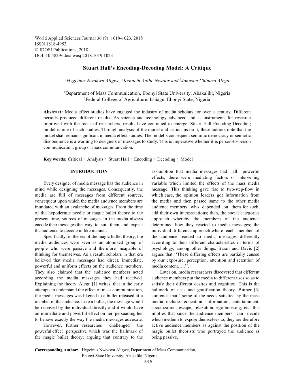 Stuart Hall's Encoding-Decoding Model