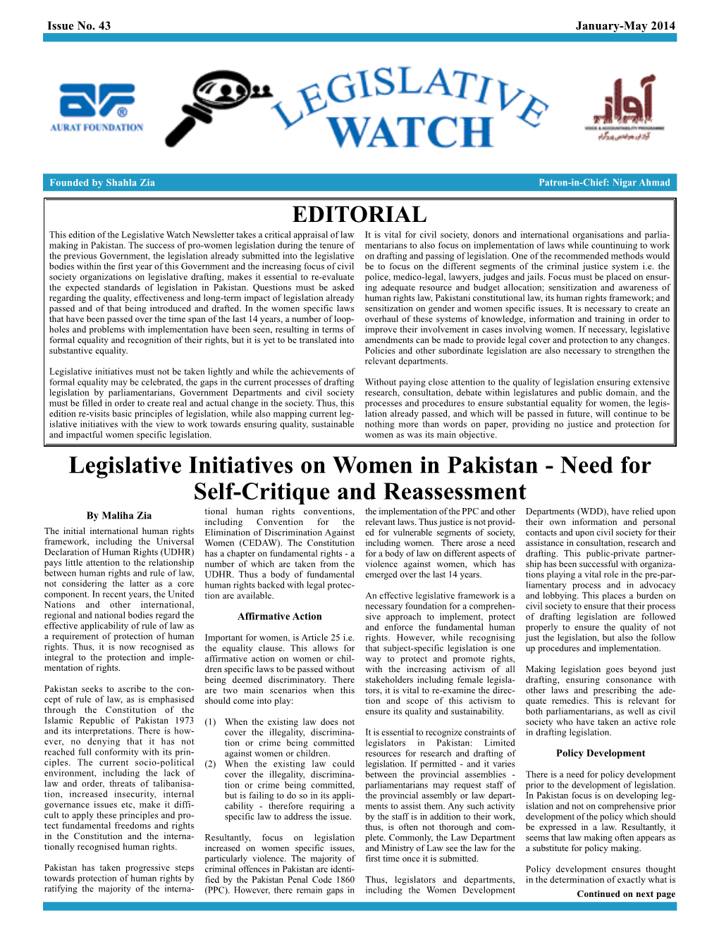 Legislative Initiatives on Women in Pakistan