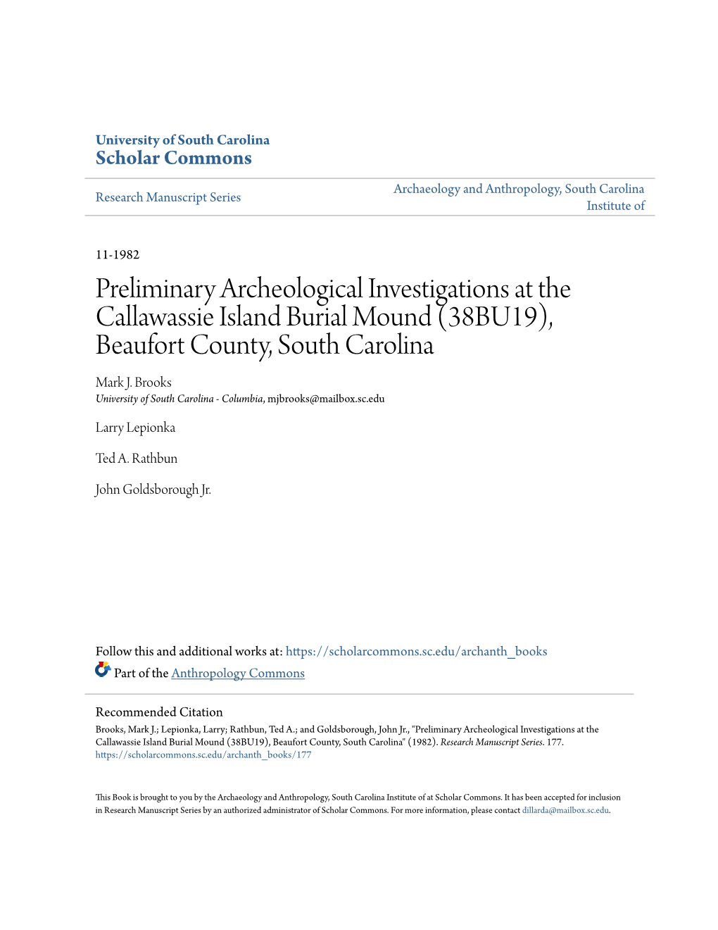 University of South Carolina Scholar Commons Research Manuscript