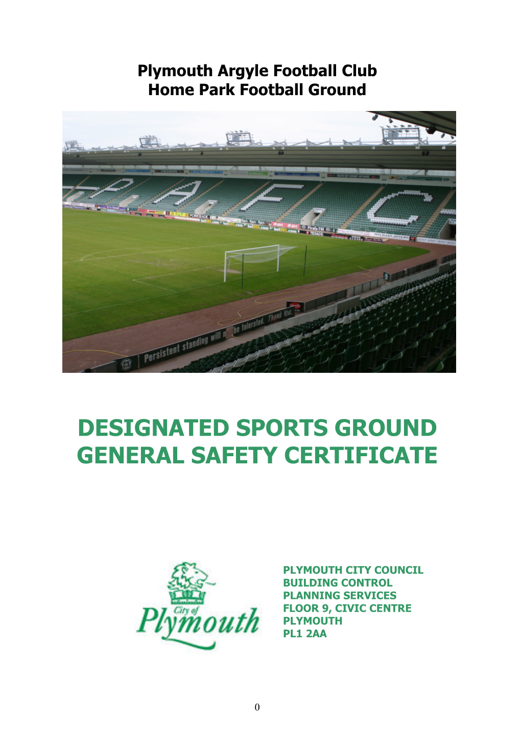 Designated Sports Ground General Safety Certificate