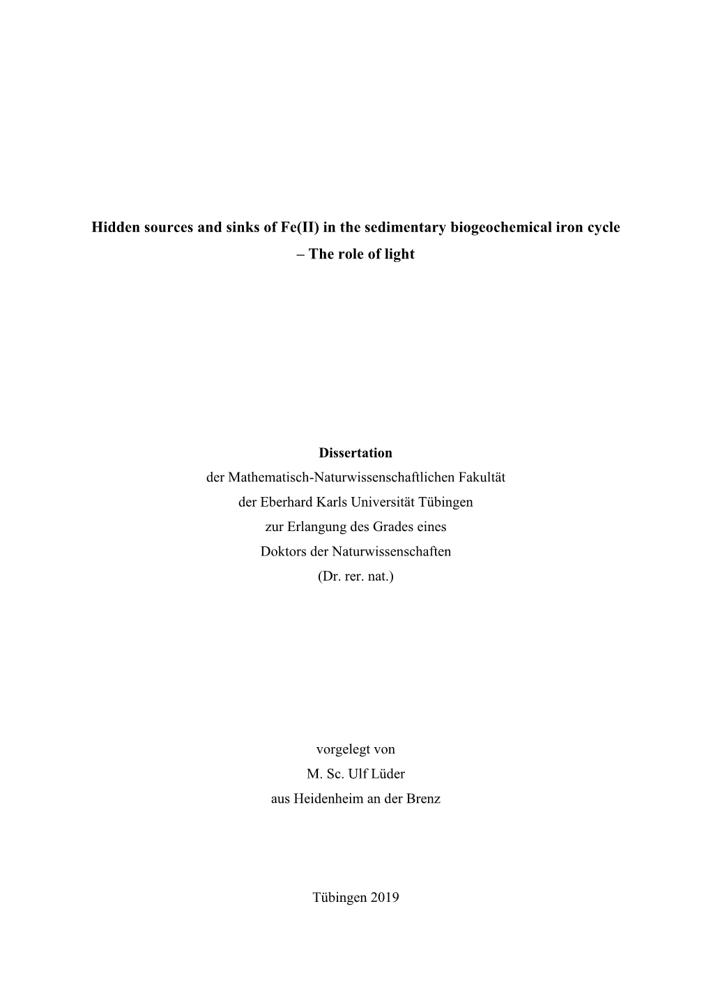 Hidden Sources and Sinks of Fe(II) in the Sedimentary Biogeochemical Iron Cycle – the Role of Light