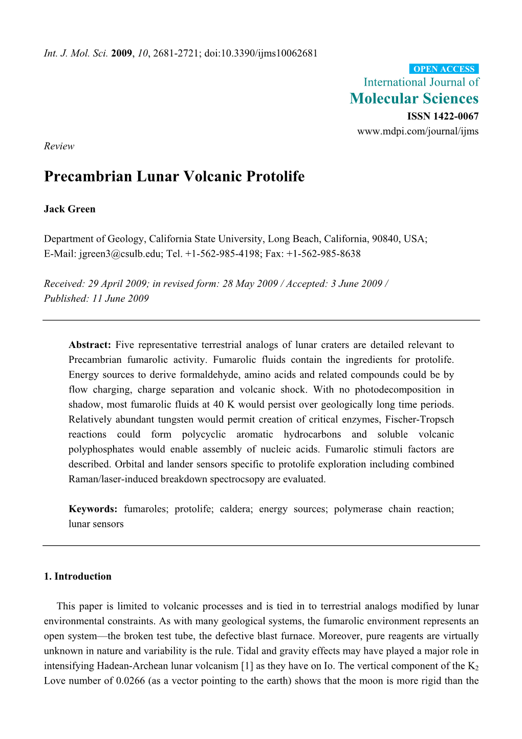 Precambrian Lunar Volcanic Protolife