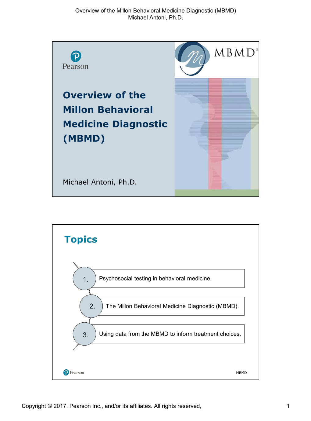 Overview of the Millon Behavioral Medicine Diagnostic (MBMD) Topics