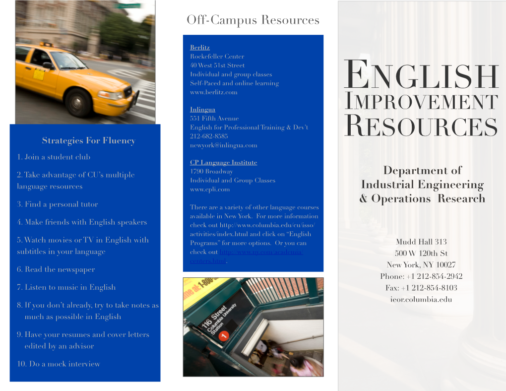 English Improvement Resources Brochure