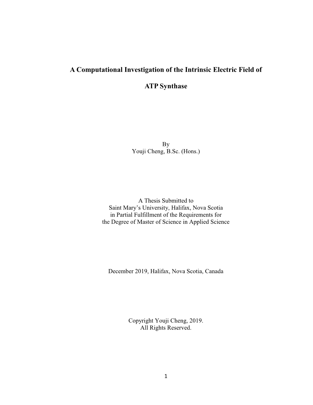 A Computational Investigation of the Intrinsic Electric Field of ATP