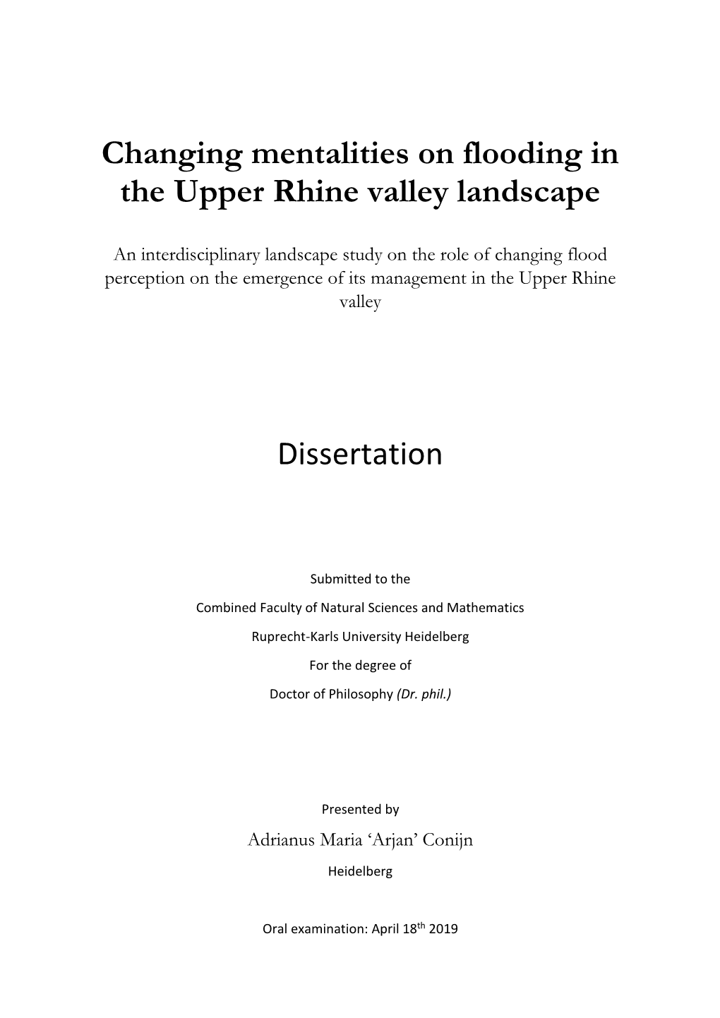 Changing Mentalities on Flooding in the Upper Rhine Valley Landscape