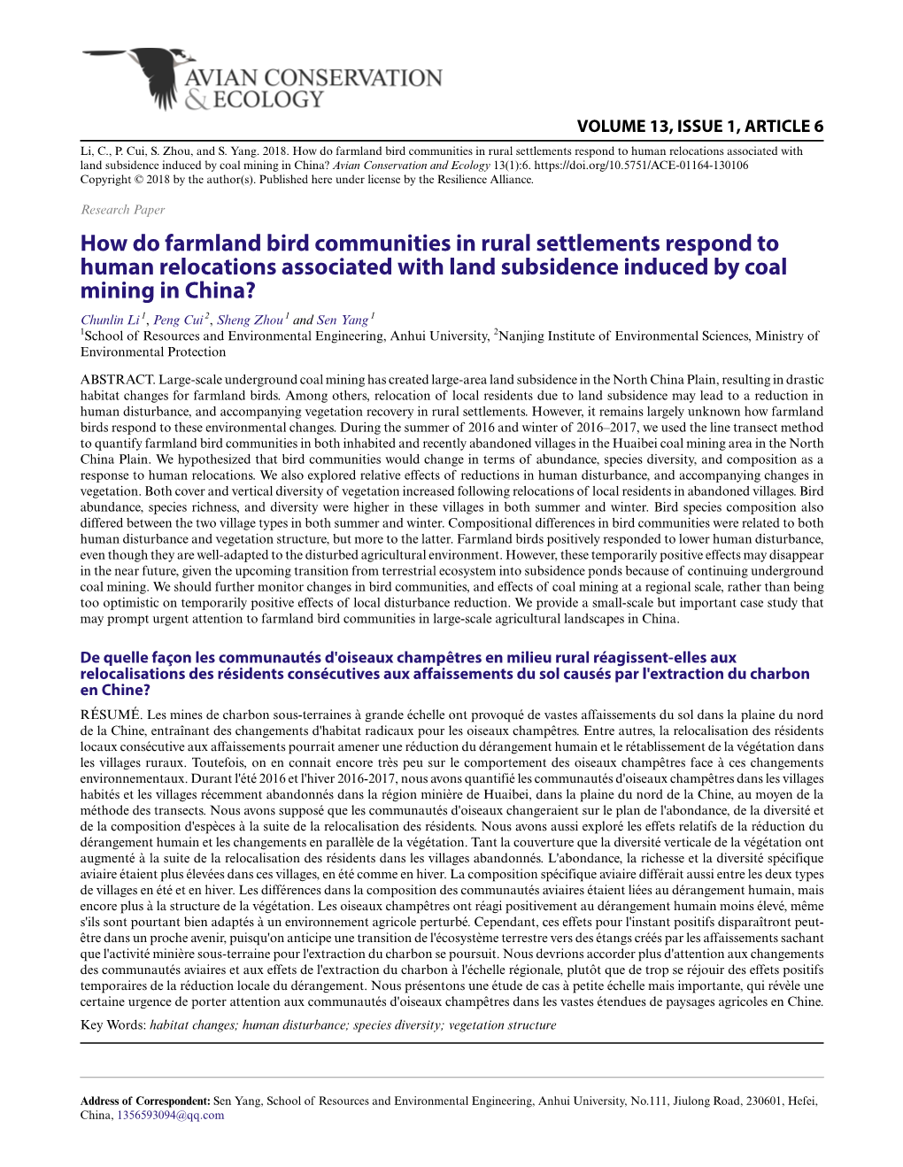 How Do Farmland Bird Communities in Rural Settlements Respond to Human