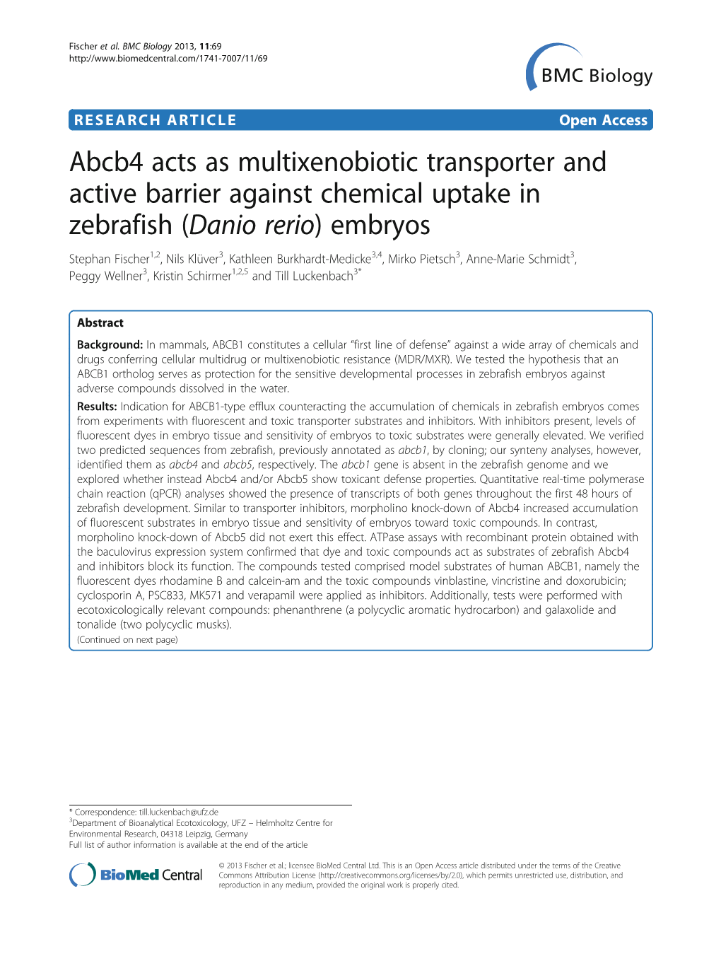 Abcb4 Acts As Multixenobiotic Transporter and Active Barrier