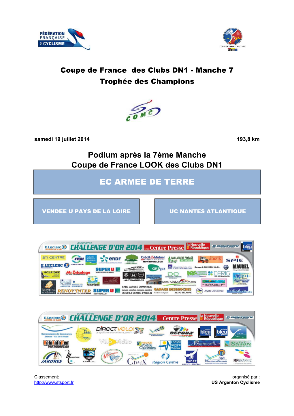 Podium Après La 7Ème Manche Coupe De France LOOK Des Clubs DN1