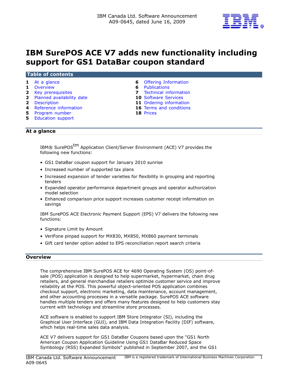IBM Surepos ACE V7 Adds New Functionality Including Support for GS1 Databar Coupon Standard