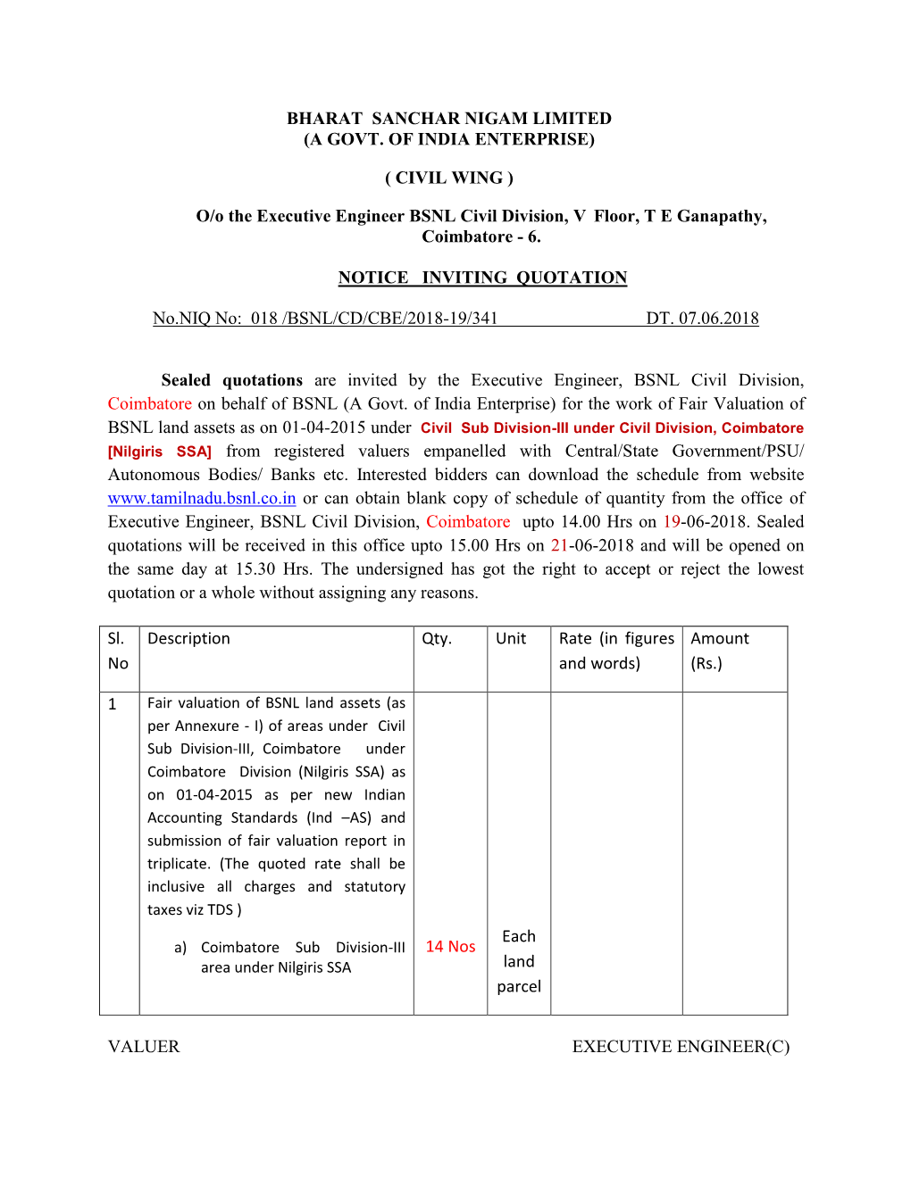 Bharat Sanchar Nigam Limited (A Govt. of India Enterprise)