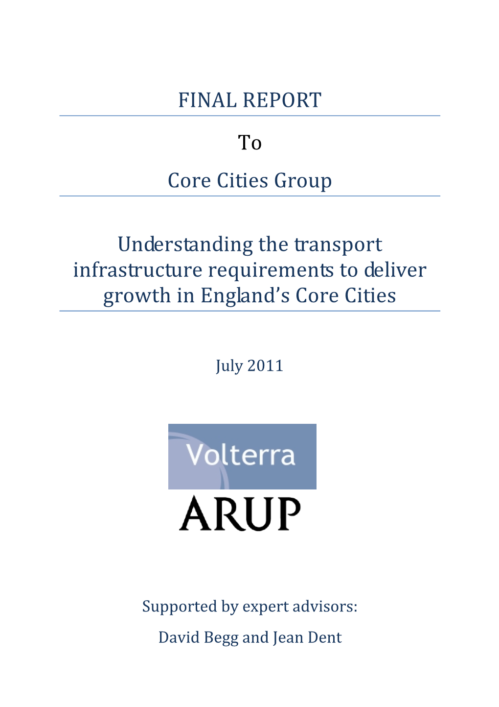 FINAL REPORT to Core Cities Group Understanding the Transport