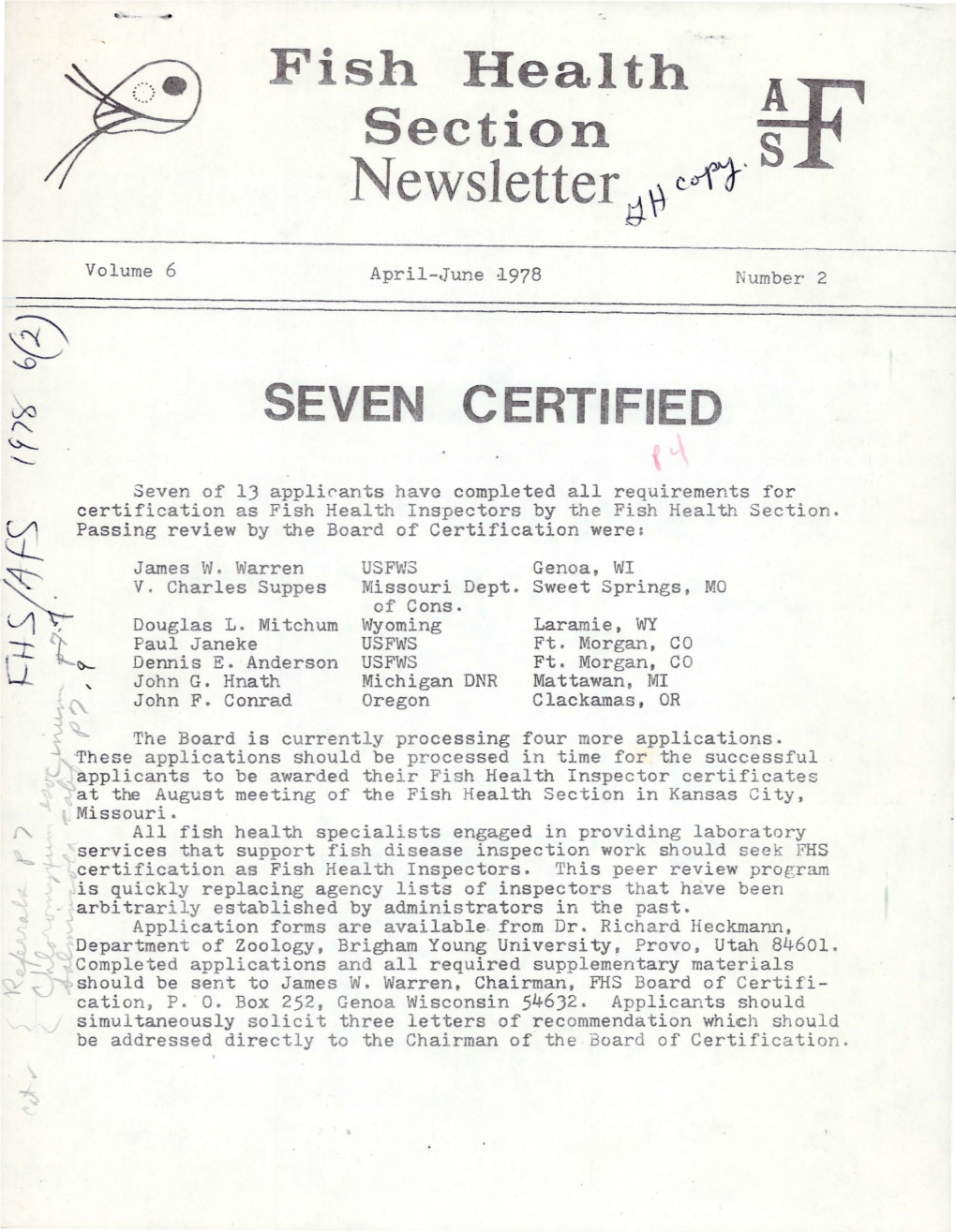 April 1978. Seven Certified