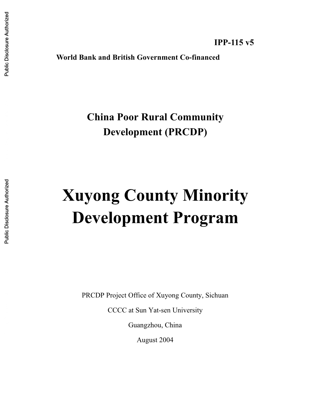 (PRCDP) Xuyong County Minority