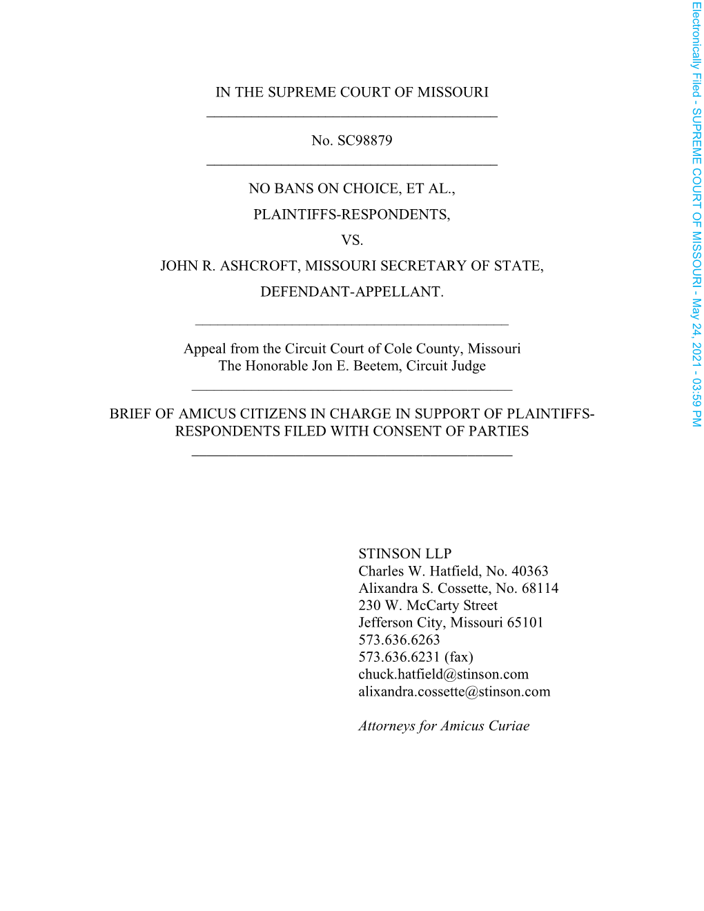 Amicus Brief of Citizens in Charge in SC98879