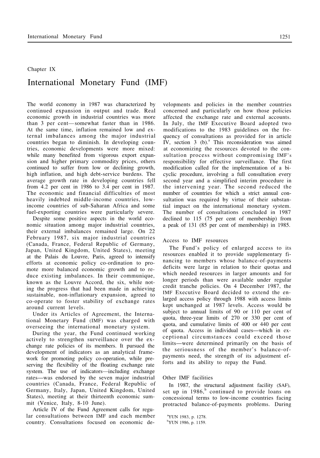 [ 1987 ] Part 2 Chapter 9 the International Monetary Fund