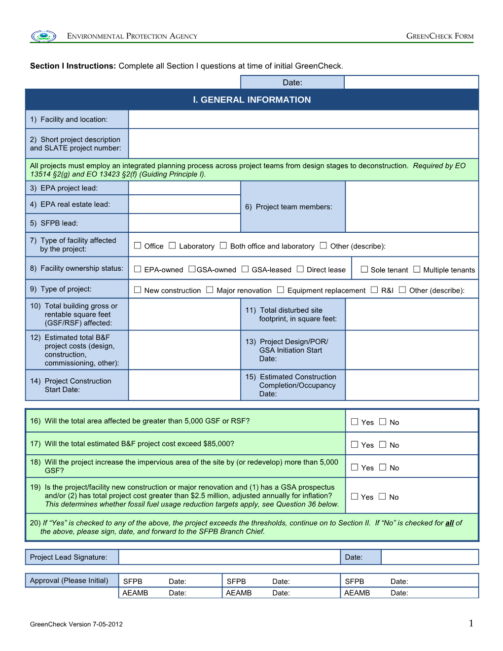 EPA Greencheck Form