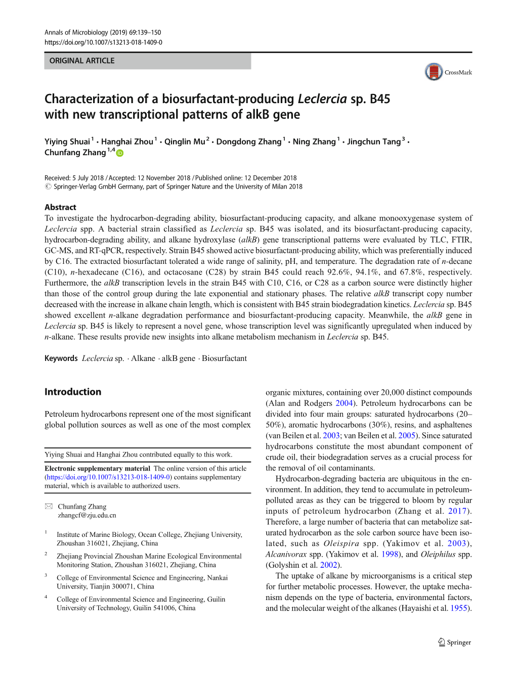 Characterization of a Biosurfactant-Producing Leclercia Sp